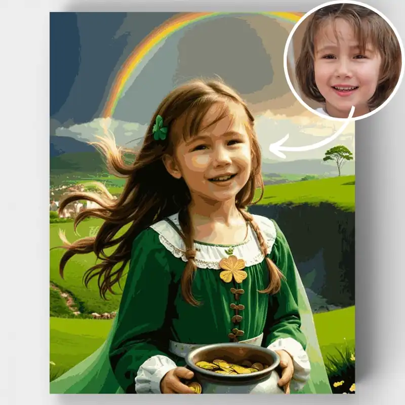 Precio De Oferta Niña Leprechaun Irlandesa - Kit de pintar por números - Lienzo Enrollado / 24 Colores
