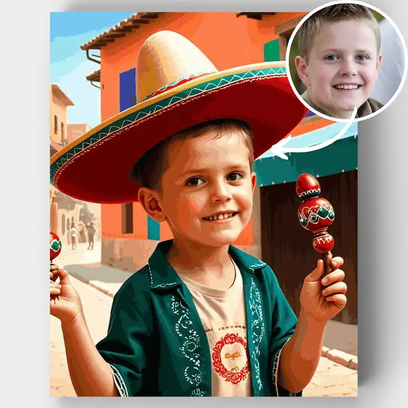 Fiesta Mexicana - Kit de pintar por números - Lienzo Enrollado / 24 Colores Oferta Flash