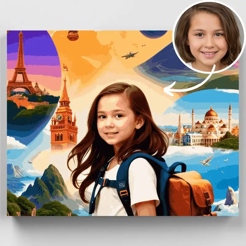 Última Versión Aventura del Explorador Mundial - Kit de pintar por números - Lienzo Enrollado / 24 Colores