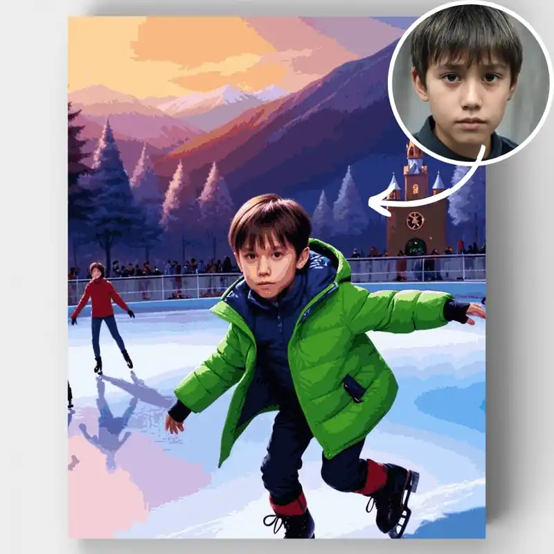 Precio Económico Aventura de Patinaje sobre Hielo en Invierno - Kit de pintar por números - Lienzo Enrollado / 24 Colores