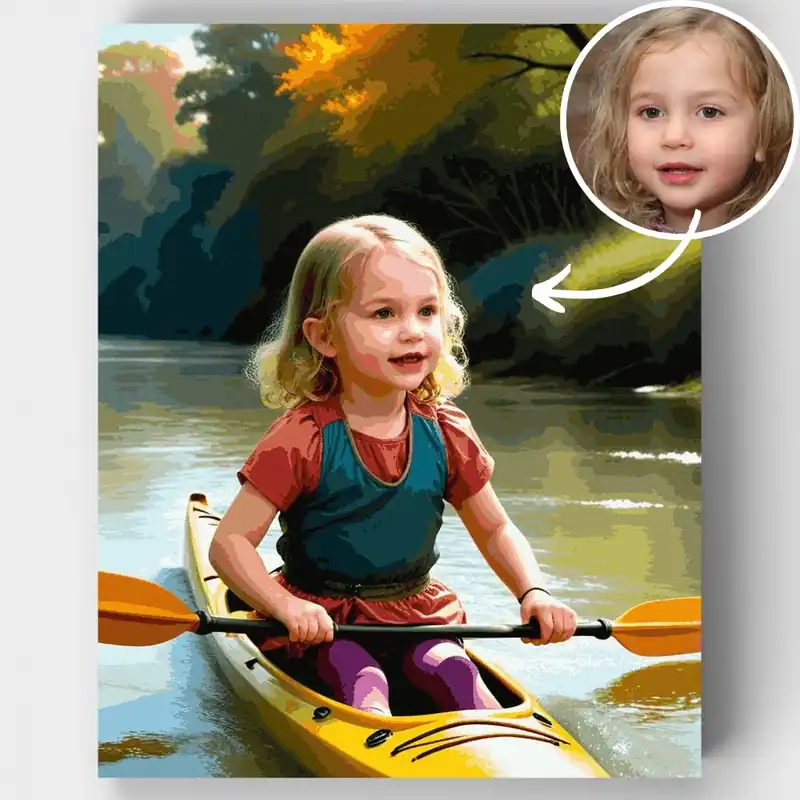 Gran Oferta Aventura en Kayak - Kit de pintar por números - Lienzo Enrollado / 24 Colores