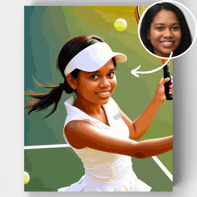 Promoción Exclusiva Campeón de Tenis - Kit de pintar por números - Lienzo Enrollado / 24 Colores