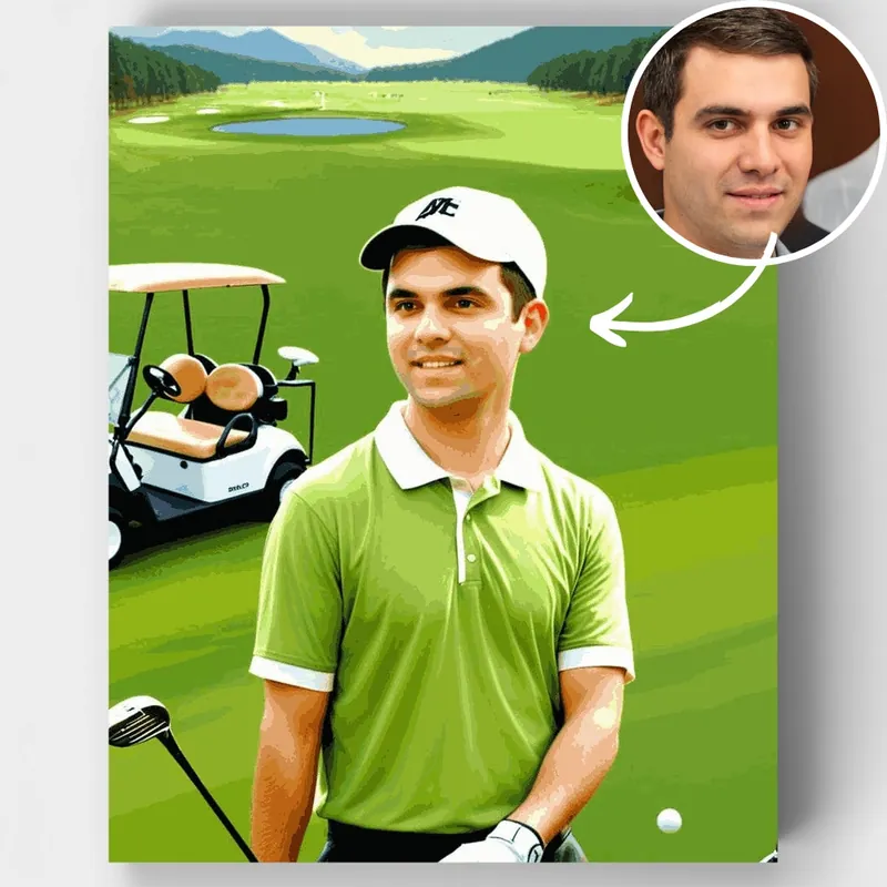 Campeón de Golf en Campo Verde - Kit de pintar por números - Lienzo Enrollado / 24 Colores Entrega Rápida