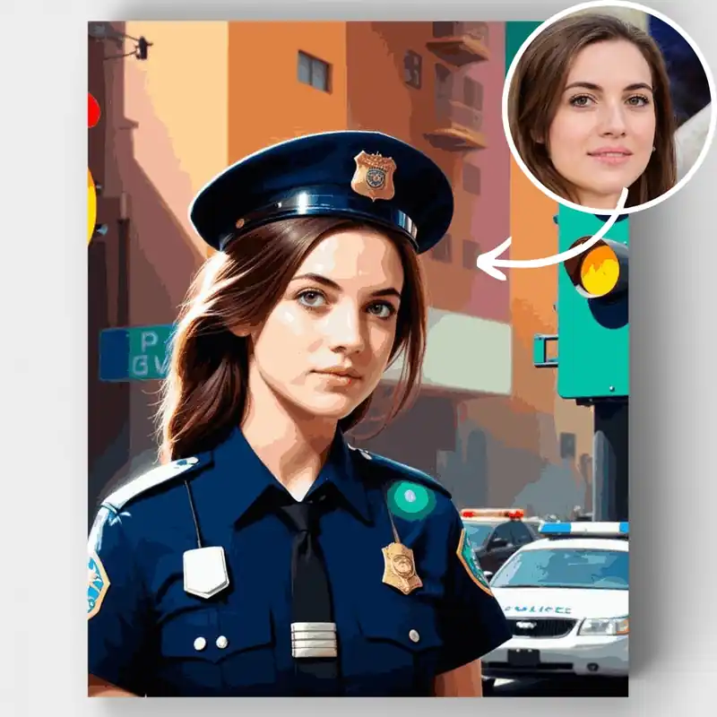 Tendencia Oficial de Policía en Servicio - Kit de pintar por números - Lienzo Enrollado / 24 Colores