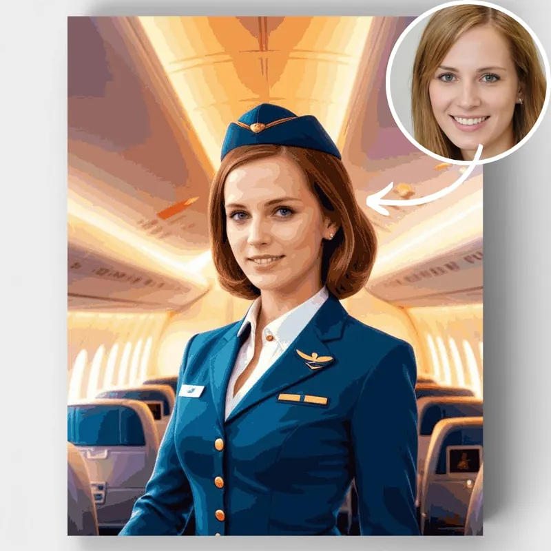 Azafata Vintage - Kit de pintar por números - Lienzo Enrollado / 24 Colores Súper Precio