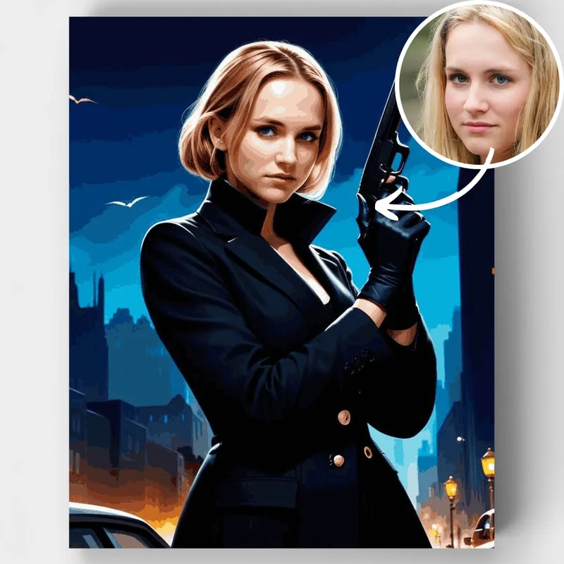 Gran Oferta Agente Secreto en la Noche - Kit de pintar por números - Lienzo Enrollado / 24 Colores