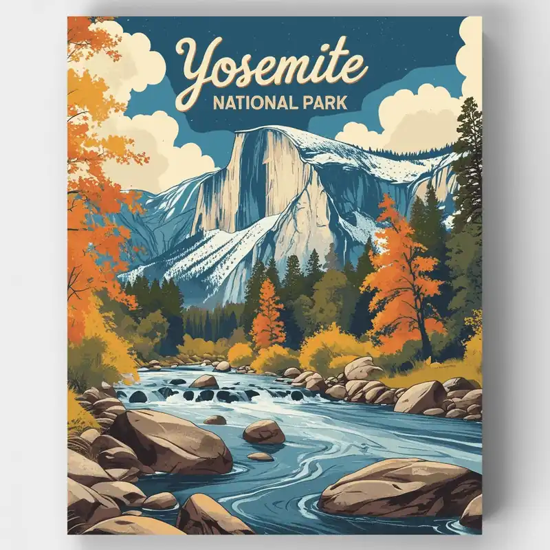 Majestuosidad de Half Dome - Kit de pintar por números - Lienzo Enrollado / 24 Colores Compra Ahora