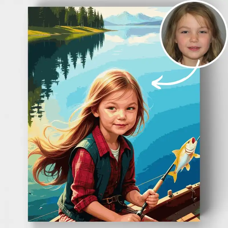 Aventura de Pesca - Kit de pintar por números - Lienzo Enrollado / 24 Colores Oferta De Temporada