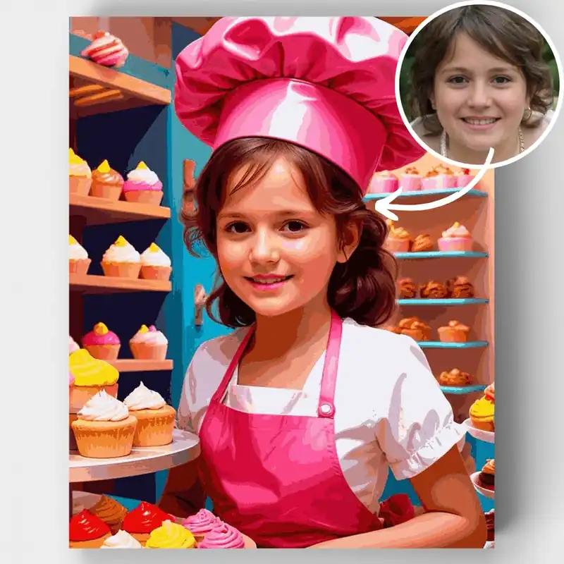 Entrega Rápida Dulce Chef de Panadería - Kit de pintar por números - Lienzo Enrollado / 24 Colores