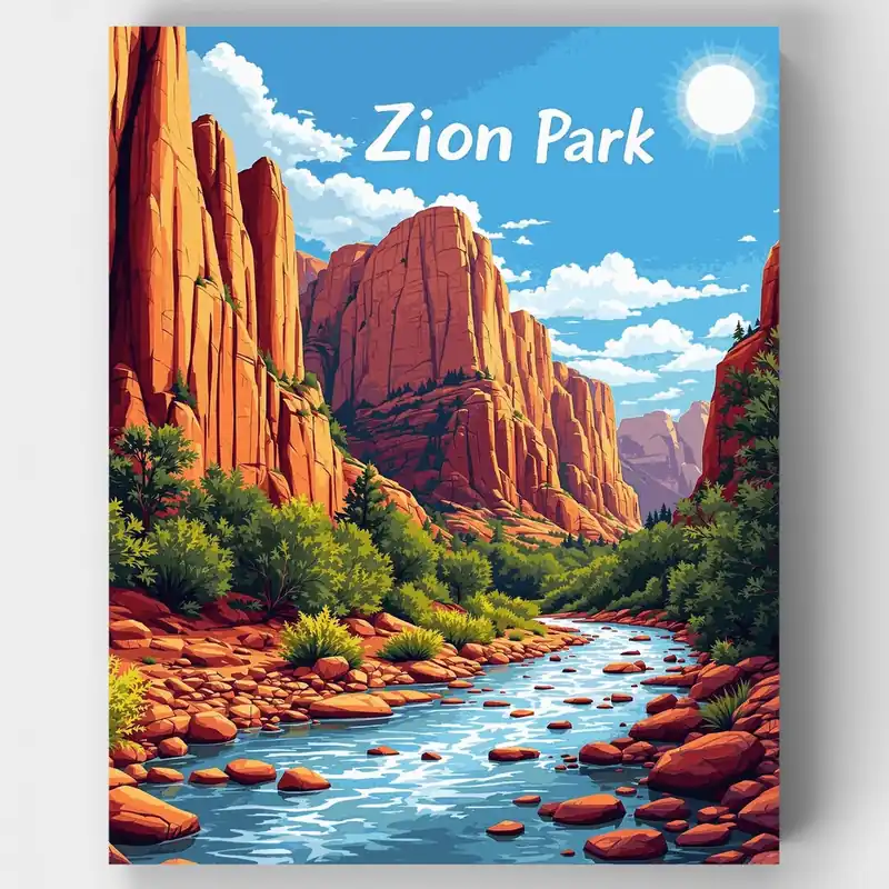 Económico Acantilados Carmesí de Zion - Kit de pintar por números - Lienzo Enrollado / 24 Colores