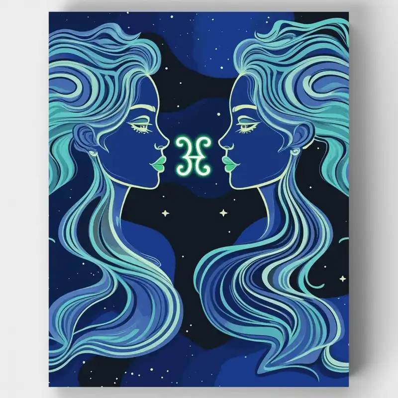 Géminis Celestial - Kit de pintar por números - Lienzo Enrollado / 24 Colores Exclusivo