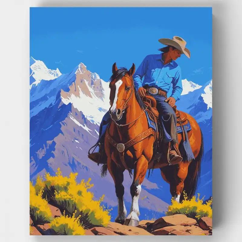 Vaquero de Montaña - Kit de pintar por números - Lienzo Enrollado / 24 Colores Ordenar Ahora Mismo