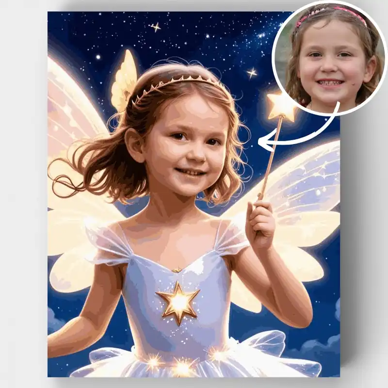 Princesa Hada con Varita Mágica - Kit de pintar por números - Lienzo Enrollado / 24 Colores Súper Precio