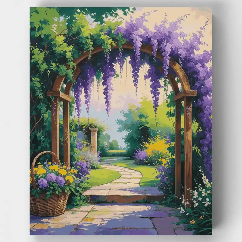 Precio Bajo Arco de Jardín Encantado - Kit de pintar por números - Lienzo Enrollado / 24 Colores