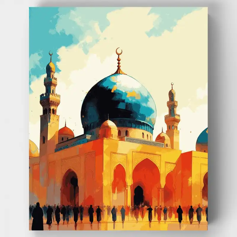Arquitectura Islámica Majestuosa - Kit de pintar por números - Lienzo Enrollado / 24 Colores Bestseller