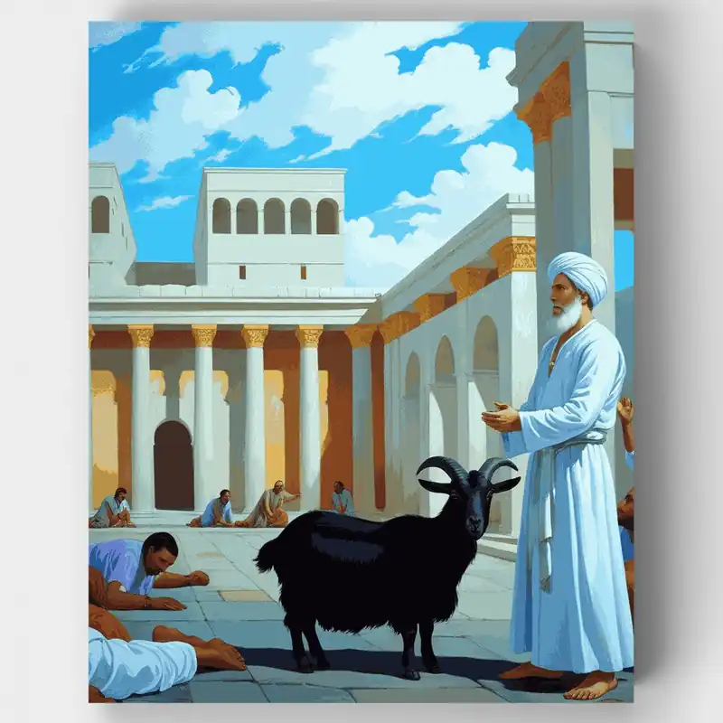 Reunión Sagrada con Cabra Negra - Kit de pintar por números - Lienzo Enrollado / 24 Colores Imprescindible (Must-Have)