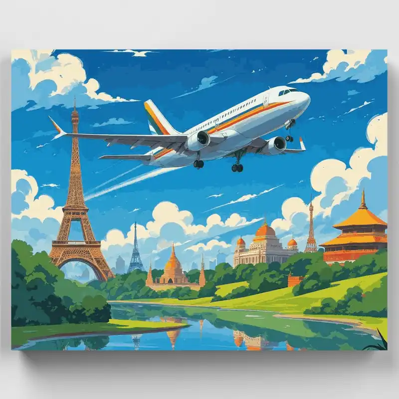 Aventura de Viaje Mundial - Kit de pintar por números - Lienzo Enrollado / 24 Colores Nueva Colección