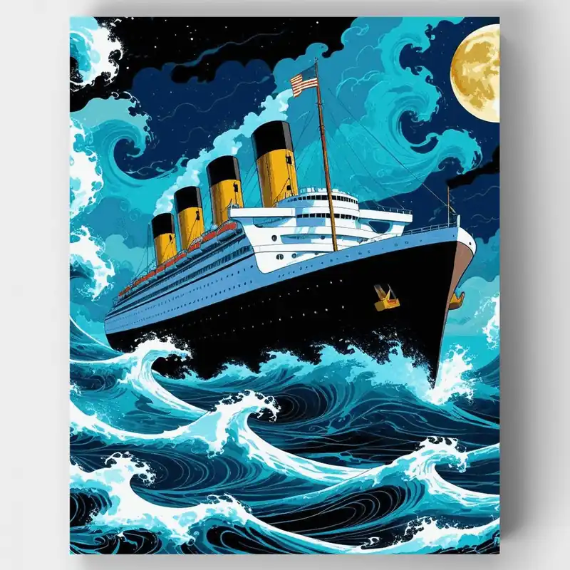 Transatlántico a la Luz de la Luna - Kit de pintar por números - Lienzo Enrollado / 24 Colores Imprescindible (Must-Have)