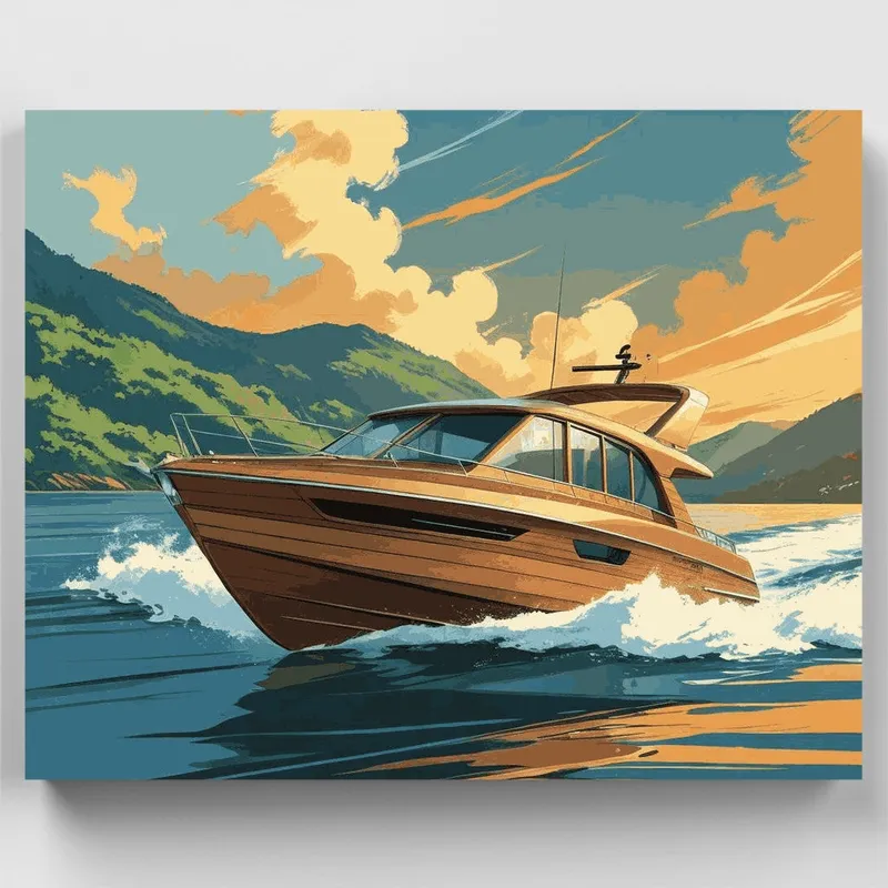 Exclusivo Aventura en Yate de Lujo - Kit de pintar por números - Lienzo Enrollado / 24 Colores