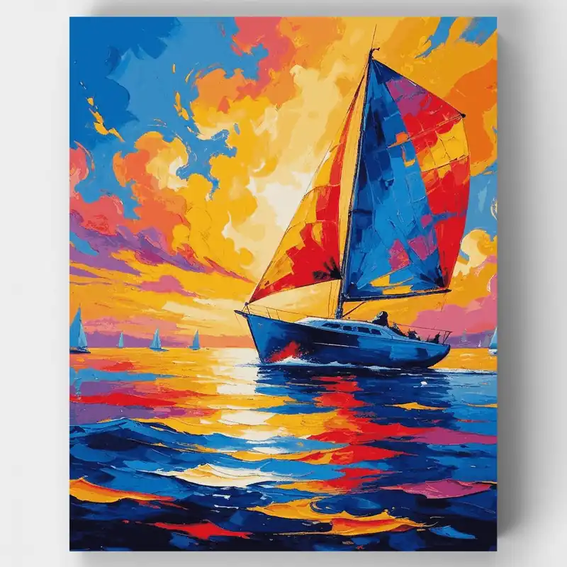 Compra Ahora Aventura de Navegación Vibrante - Kit de pintar por números - Lienzo Enrollado / 24 Colores