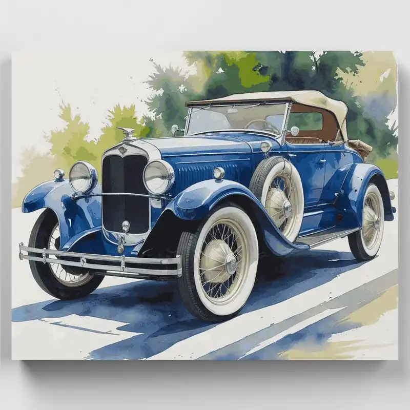 Gran Oferta Roadster Azul Vintage - Kit de pintar por números - Lienzo Enrollado / 24 Colores