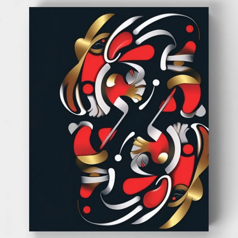 Hecho A Mano Armonía Abstracta en Rojo y Dorado - Kit de pintar por números - Lienzo Enrollado / 24 Colores