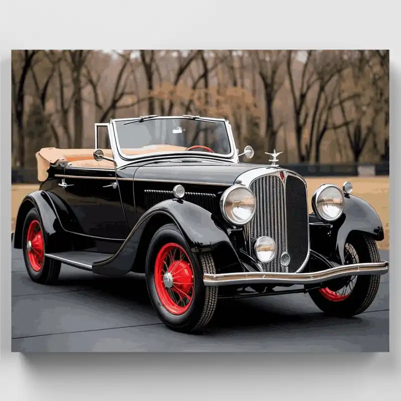 Convertible Vintage Coche Clásico - Kit de pintar por números - Lienzo Enrollado / 24 Colores Barato