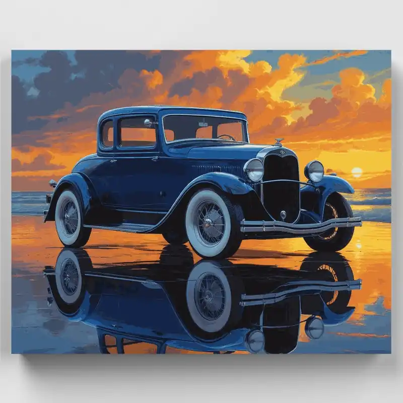 Rebajas Crucero Vintage al Atardecer - Kit de pintar por números - Lienzo Enrollado / 24 Colores