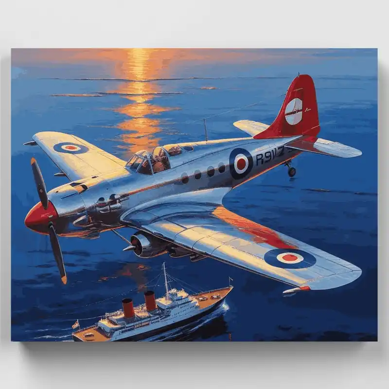 Stock Limitado Sunset Spitfire y Ocean Liner - Kit de pintar por números - Lienzo Enrollado / 24 Colores