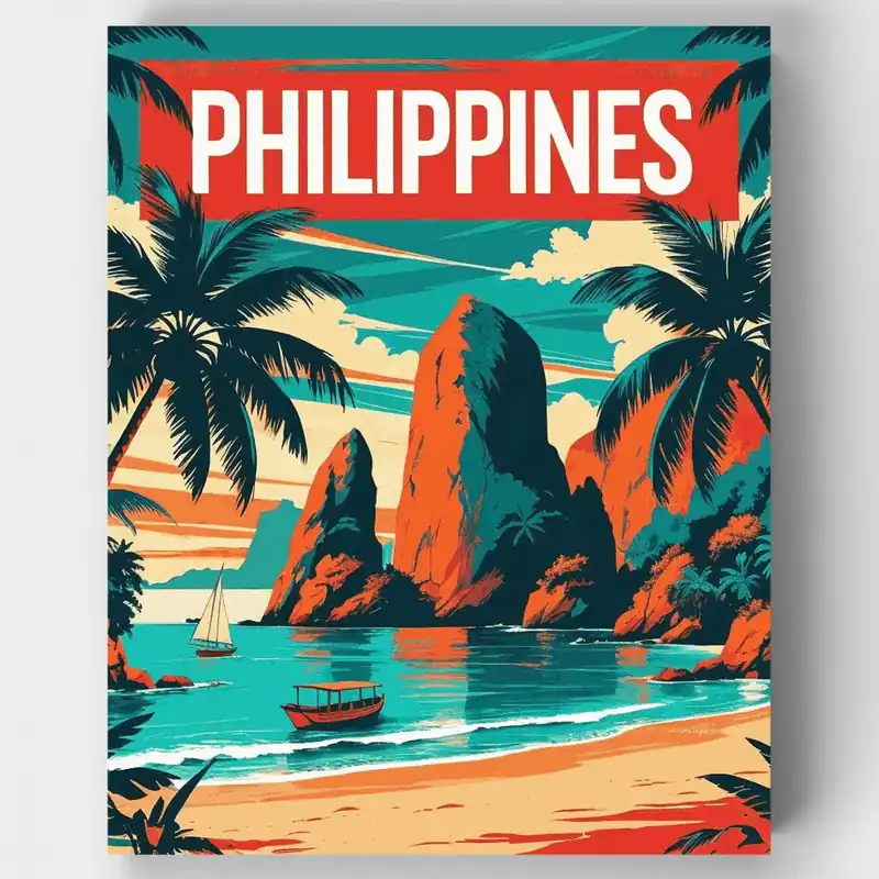 Certificado Paraíso Tropical de Filipinas - Kit de pintar por números - Lienzo Enrollado / 24 Colores