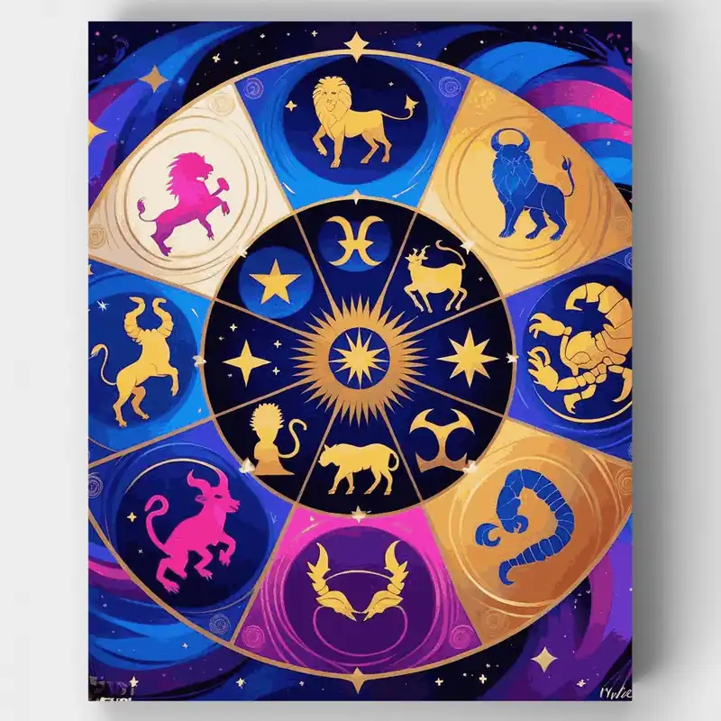 Kit de pintar por números - Constelación Celestial del Zodíaco - Lienzo Enrollado / 24 Colores Exclusivo