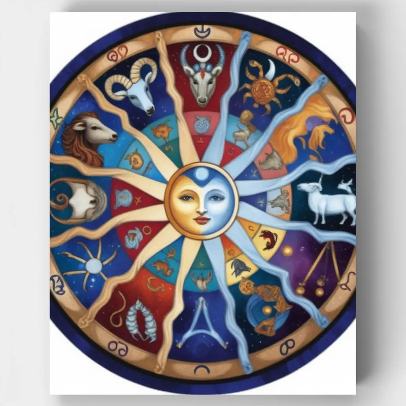 Hecho A Mano Rueda de Astrología Celestial - Kit de pintar por números - Lienzo Enrollado / 24 Colores