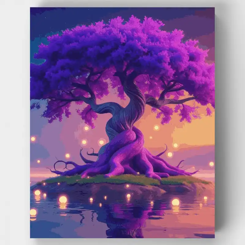 Árbol Espíritu Luminoso - Kit de pintar por números - Lienzo Enrollado / 24 Colores Lujoso
