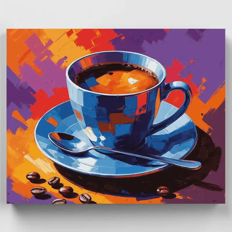 Café y Granos - Kit de pintar por números - Lienzo Enrollado / 24 Colores Disponible Ahora