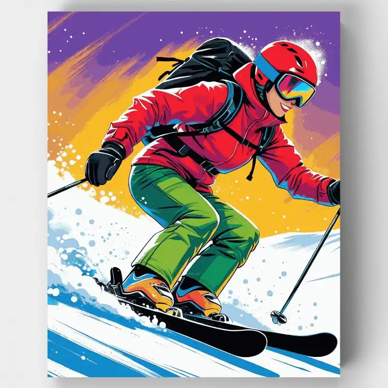 Esquiador Dinámico en Acción - Kit de pintar por números - Lienzo Enrollado / 24 Colores Oferta De Temporada