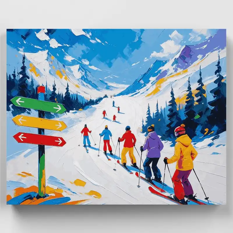 Direcciones de Pista de Esquí - Kit de pintar por números - Lienzo Enrollado / 24 Colores Nueva Colección