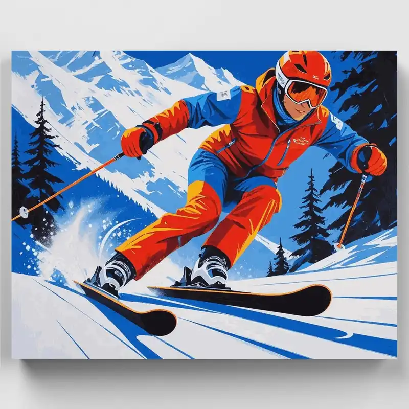 Esquiador Alpino en Acción - Kit de pintar por números - Lienzo Enrollado / 24 Colores Precio De Fábrica