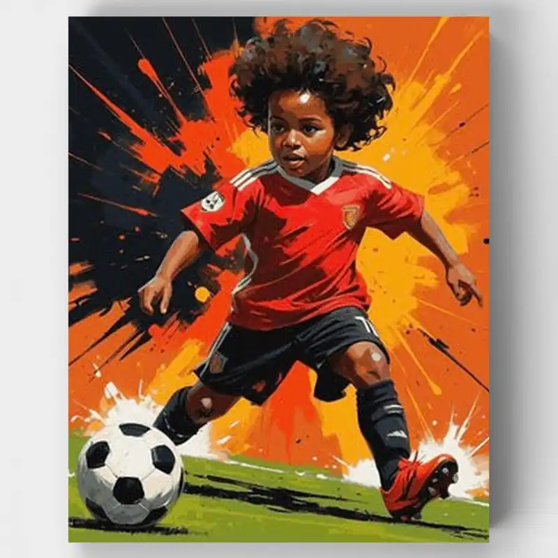 Jugador de Fútbol Dinámico - Kit de pintar por números - Lienzo Enrollado / 24 Colores Envío Inmediato