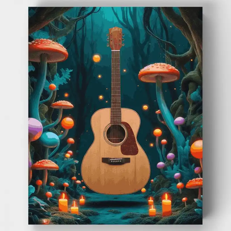 Súper Precio Bosque Encantado de Guitarra - Kit de pintar por números - Lienzo Enrollado / 24 Colores