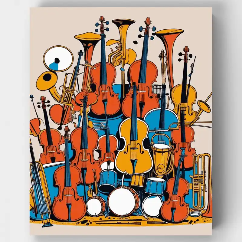 Sinfonía de Instrumentos - Kit de pintar por números - Lienzo Enrollado / 24 Colores Original