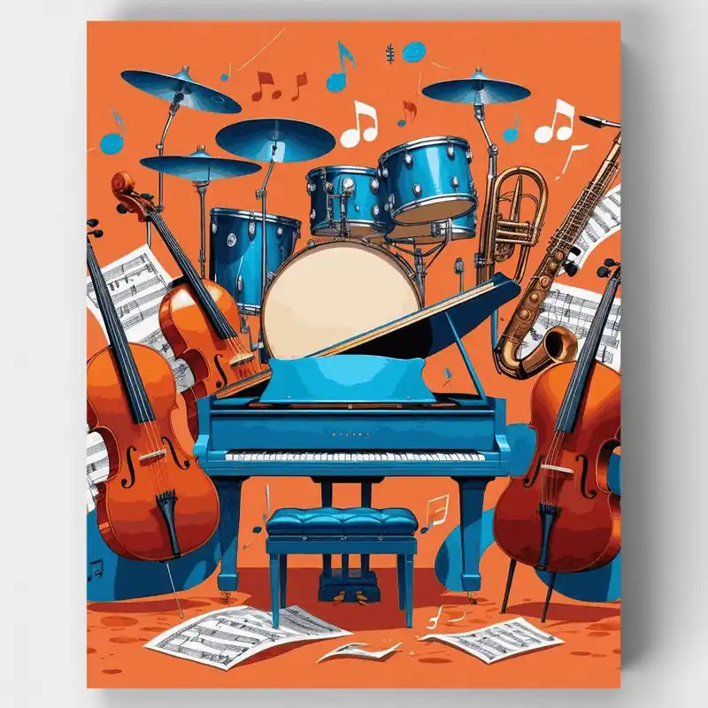 Conjunto de Banda de Jazz - Kit de pintar por números - Lienzo Enrollado / 24 Colores No Te Lo Pierdas
