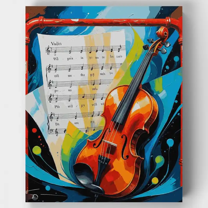 Sinfonía de Violín Vibrante - Kit de pintar por números - Lienzo Enrollado / 24 Colores Precio De Fábrica