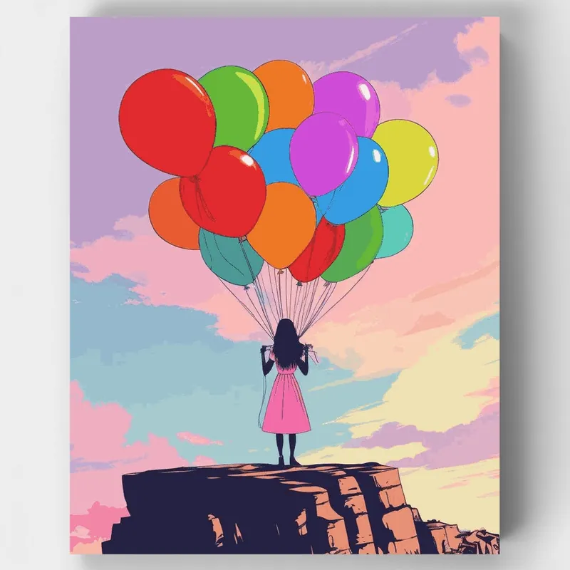 Atardecer Soñador con Globos - Kit de pintar por números - Lienzo Enrollado / 24 Colores Favorito De Clientes