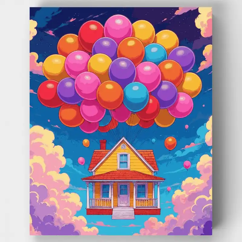 Precio Reducido Aventura Caprichosa en Globo - Kit de pintar por números - Lienzo Enrollado / 24 Colores