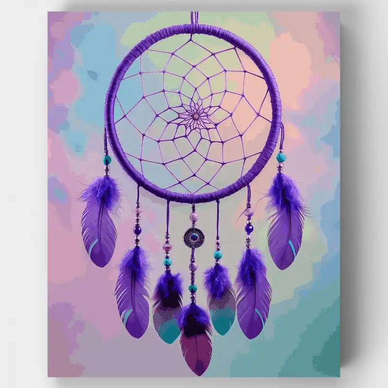 Descuento Atrapasueños Serenidad Púrpura - Kit de pintar por números - Lienzo Enrollado / 24 Colores