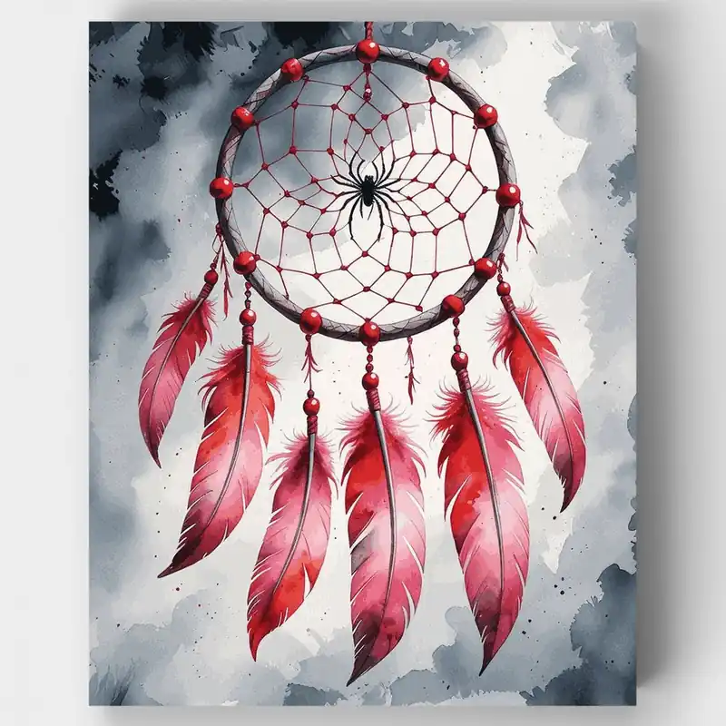 Stock Limitado Atrapasueños de Araña Mística - Kit de pintar por números - Lienzo Enrollado / 24 Colores