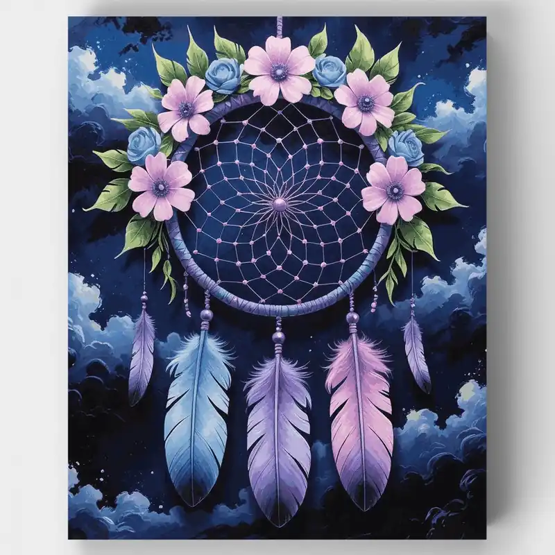 Tejedor de Sueños Florales Crepusculares - Kit de pintar por números - Lienzo Enrollado / 24 Colores Profesional