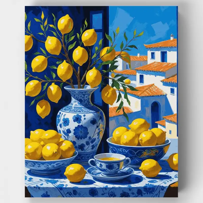 Última Oportunidad Limones Mediterráneos - Kit de pintar por números - Lienzo Enrollado / 24 Colores