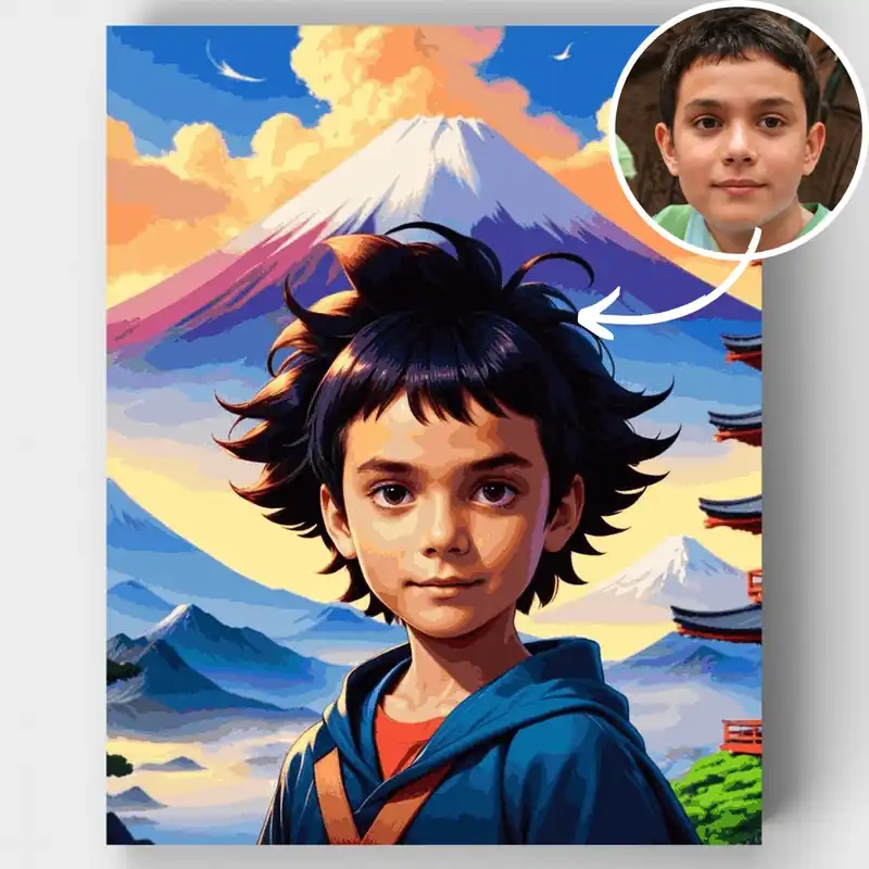 Aventura en la Montaña Japonesa - Kit de pintar por números - Lienzo Enrollado / 24 Colores Original