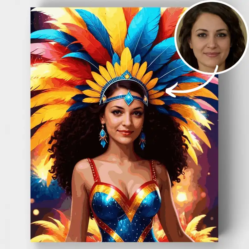 Reina del Carnaval - Kit de pintar por números - Lienzo Enrollado / 24 Colores Popular